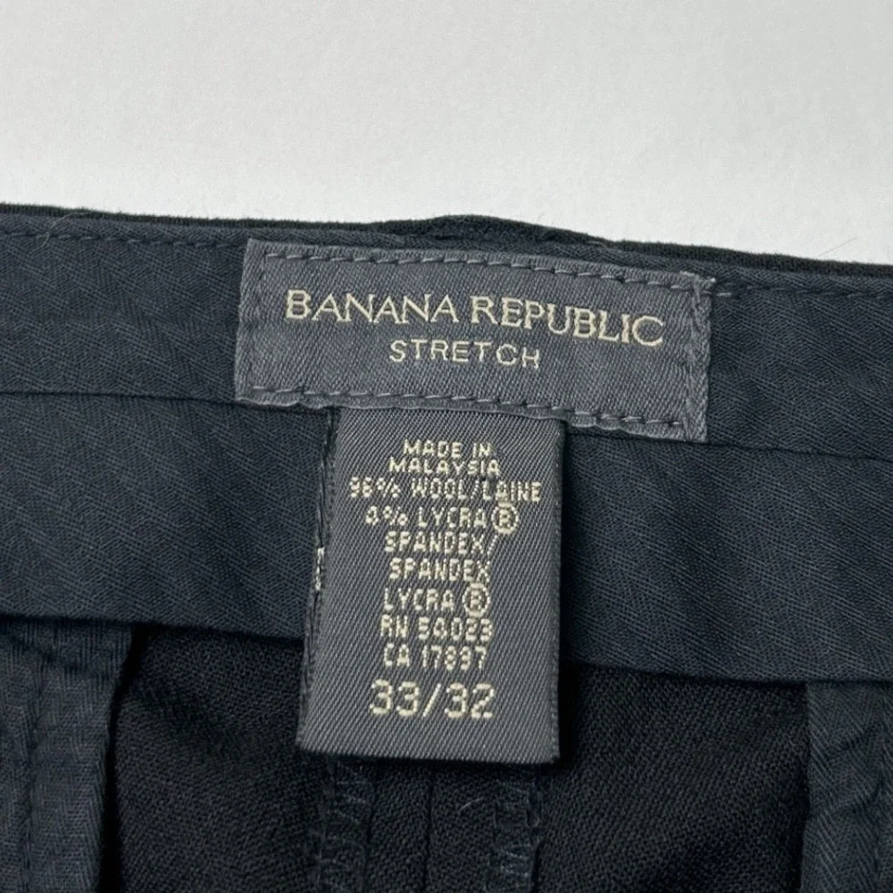 Banana Republic Men Wool Blend Stretch Straight Leg Dress Pants Size 33x32 Black